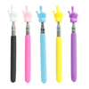 Five stainless steel telescopic teaching pointers in black, pink, light blue, yellow, and purple.