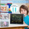 An interactive LCD writing tablet for kids is shown with various items demonstrating its safety features against paint, paper