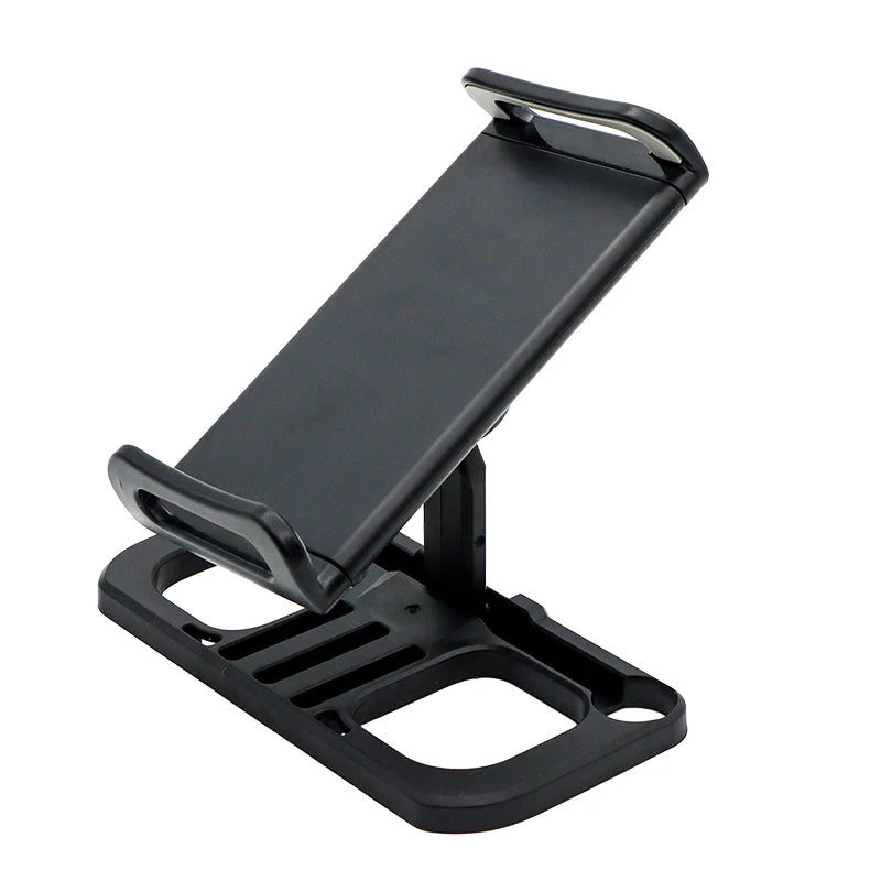 Soporte de clip negro para control remoto de dron DJI, diseñado para montarse en tableta o teléfono.