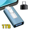 Adaptateur de clé USB bleu avec connecteur et pièce séparée, à côté d'un smartphone.