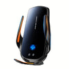 A black wireless phone charger with an orange accent, shown from the side.