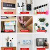 A collection of various adhesive tapes and related items including an indicator clock hook up tissue box stool feet and wall 