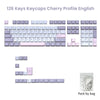 A collection of 126 Cherry profile keycaps in various colors and layouts for mechanical keyboards.