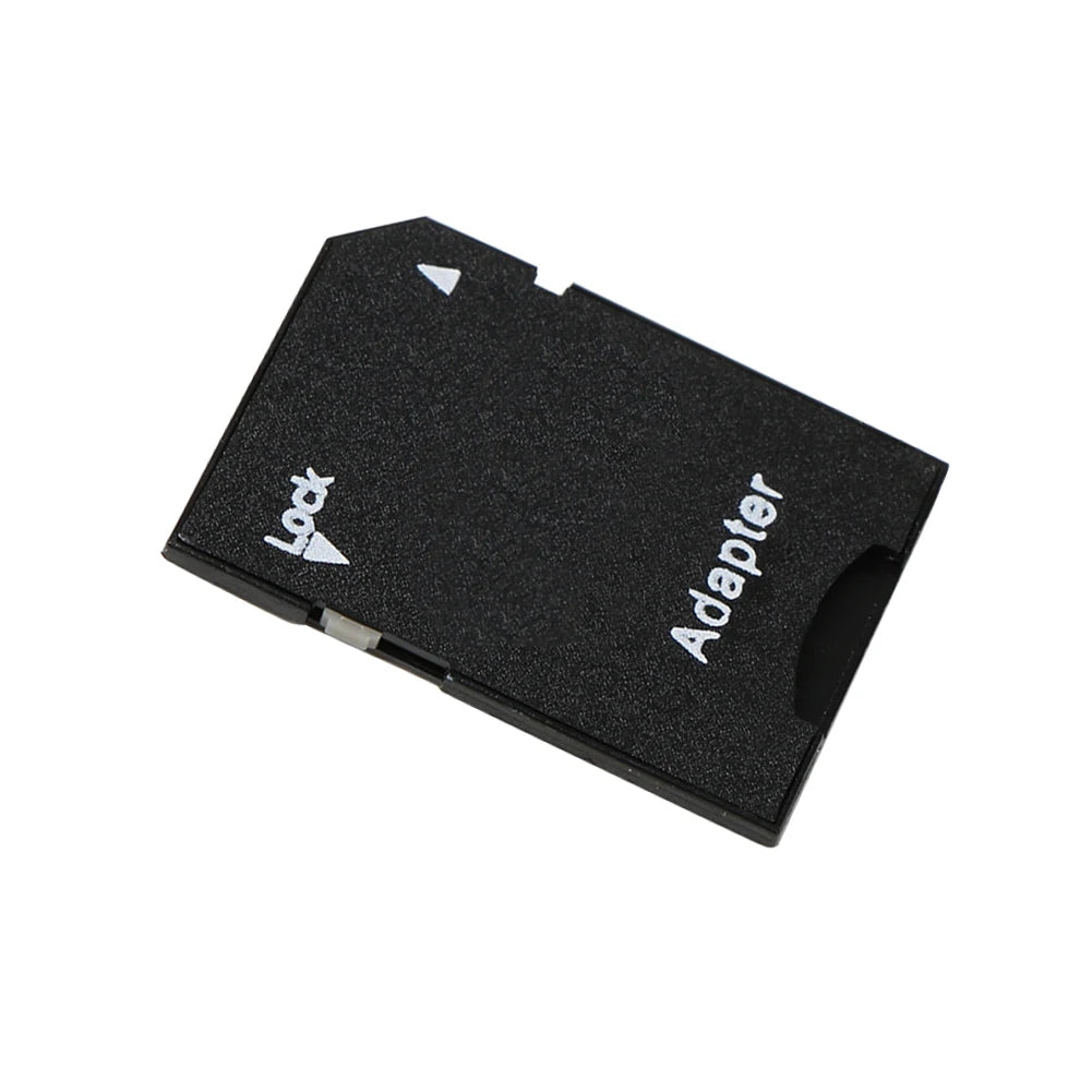 A black multi-function memory card adapter with a lock feature.