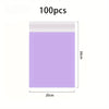 A package of 100 waterproof self-adhesive courier mailer bags in light purple.