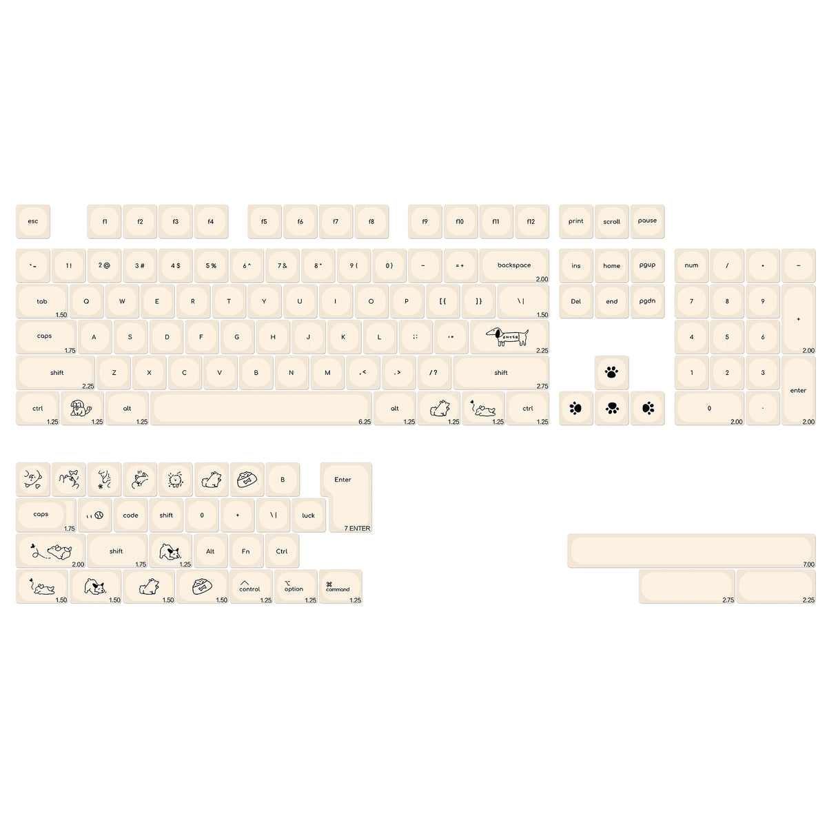 A set of Magic Bunny PBT keycaps in KOA profile with dye-sublimated finish.
