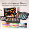 A box and set of 90 acrylic painting gel pens with various colors displayed for art and crafting.
