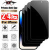 A set of four black privacy screen protectors for iPhone, featuring 9H hardness and scratch resistance.