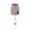 Acrylic nurse badge reel with a jar charm featuring various cute cats.