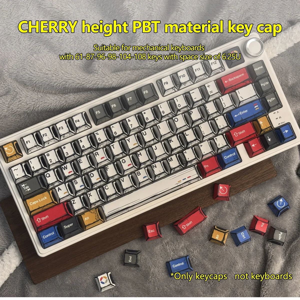 Cherry height PBT mechanical keycaps set for keyboards with various colors and profiles