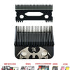 A set of professional cordless hair clipper blades including a guard and various cutting combs.