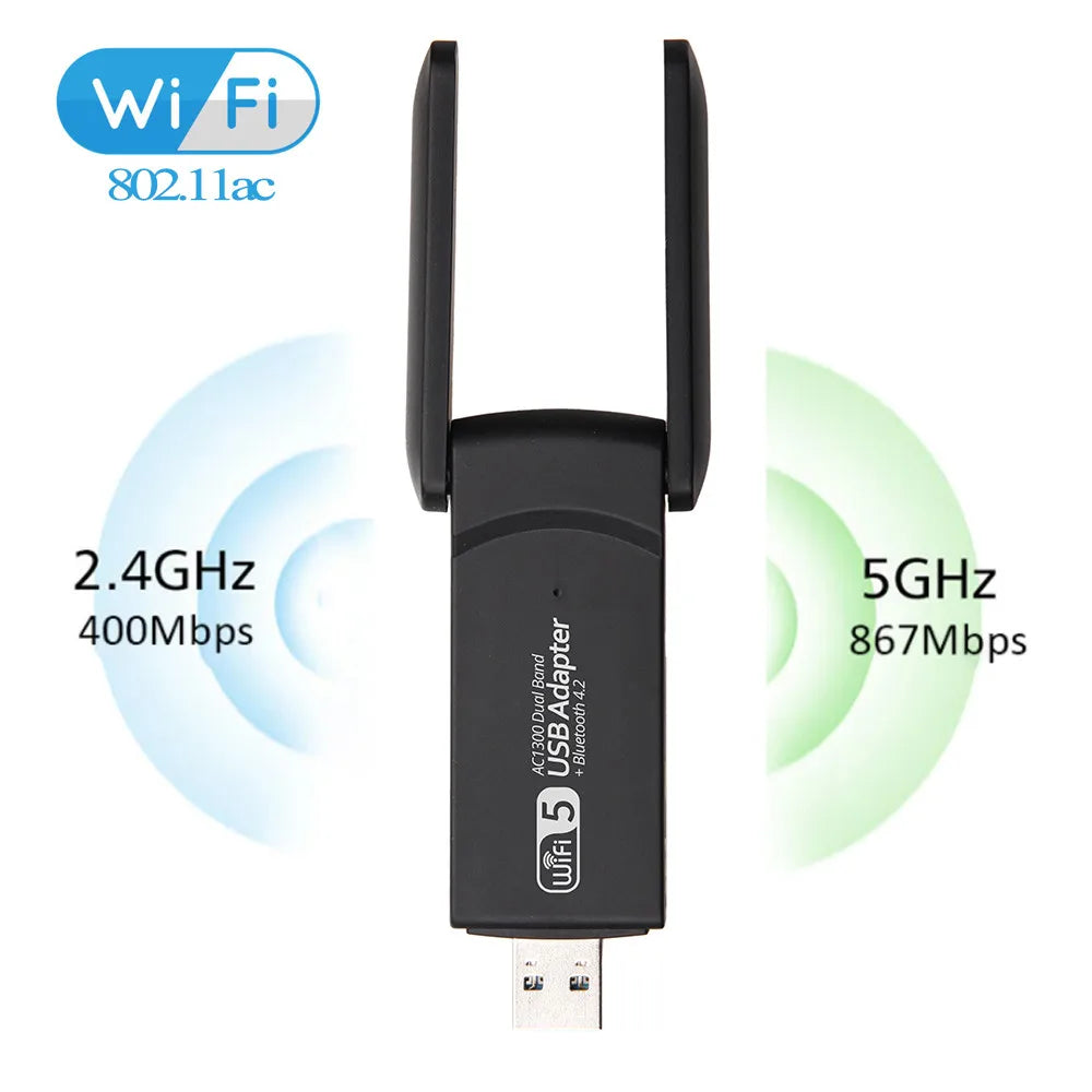 Adaptateur WiFi à double bande (2.4GHz et 5GHz) noir vers Bluetooth.