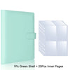 A green shell photo album binder with twenty-five inner pages for K-Pop collectibles