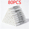 A stack of 80 white permanent paint markers is shown on a white background.