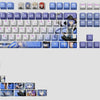 A large set of dye-sublit backlit keycaps for a mechanical keyboard, featuring various characters and symbols.