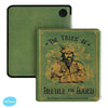 A green book cover featuring an illustration of a bearded bard and the title The Tales of Beedle the Bard