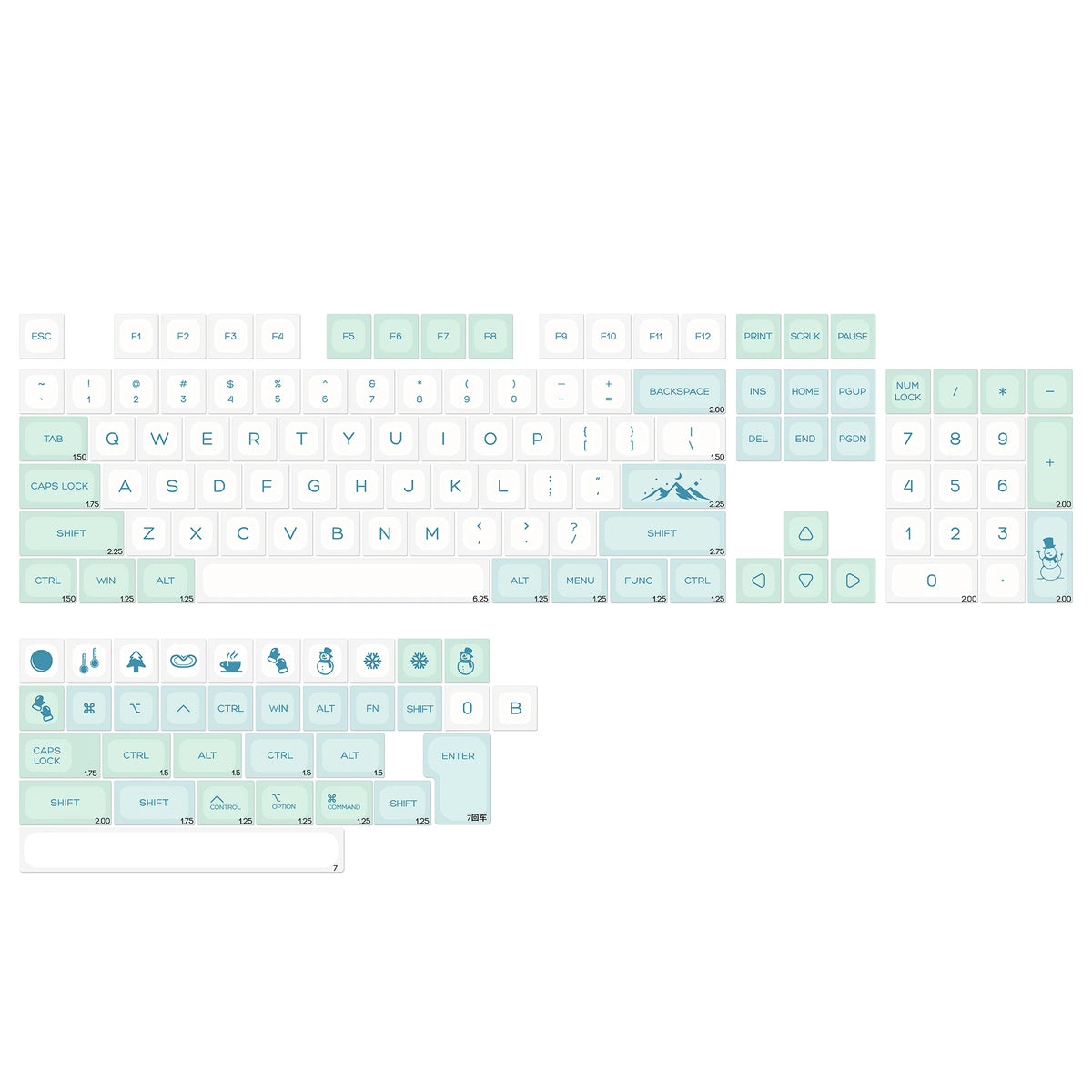 A full layout of a Magic Bunny PBT keycap set featuring KOA profile and dye-sublimated keycaps.