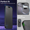 A close-up view of a black smartphone with a clear cut hole, demonstrating a perfect fit screen protector film.