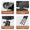 Black webcam featuring an anti-spy lens cover, 360-degree camera rotation, and a professional retractable tripod.