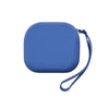 Blaue Silikon-Make-Bag mit Trageriemen, von oben gezeigt.