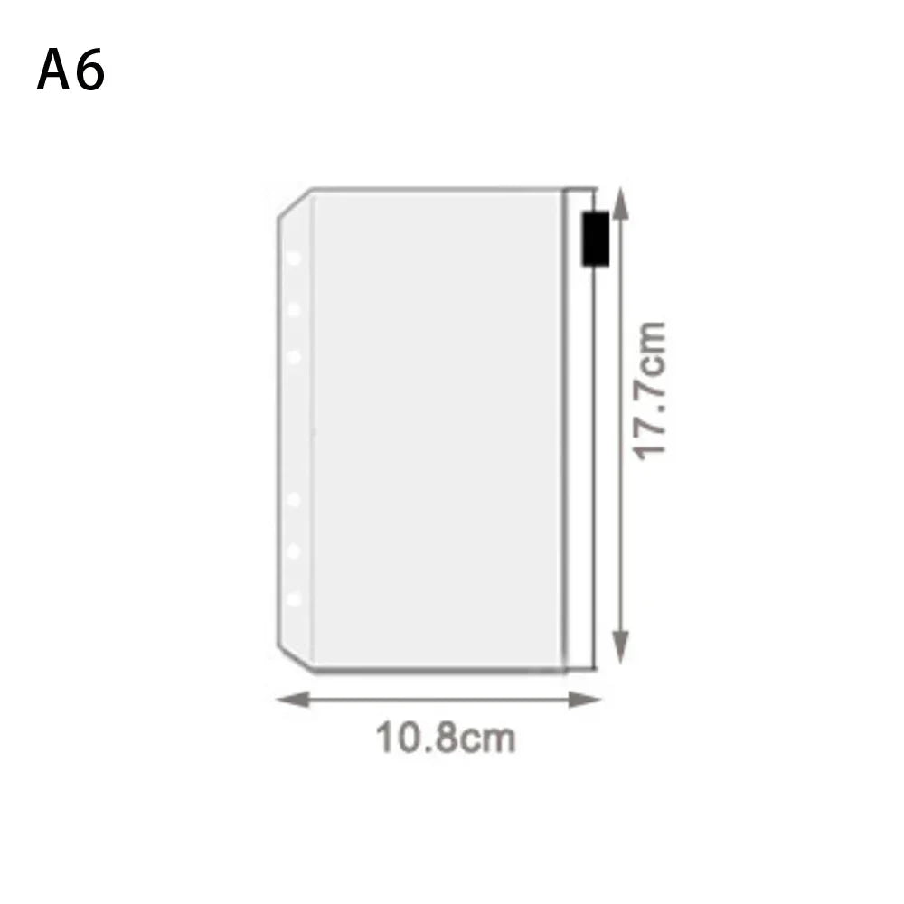 A6 size binder pocket with a black tab, measuring 10.8cm wide and 17.7cm high.