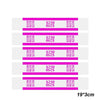 A display of self-sealing money straps in various shades of pink and purple, showing price options.