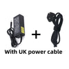 Schwarzer universeller Laptop-Ladegerät mit UK-Netzkabel und Pluszeichen