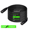 Black shielded CAT6 network cable with connectors shown coiled and extended.
