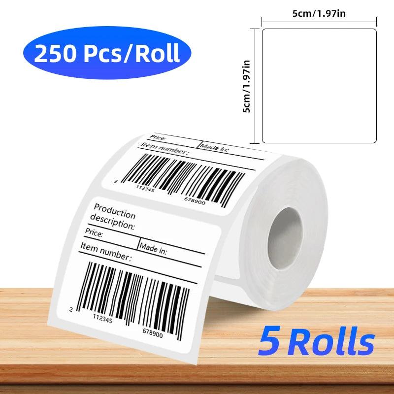 Rolle thermischer Etikettendruckpapier mit Barcode und Artikelnummer auf dem Etikett
