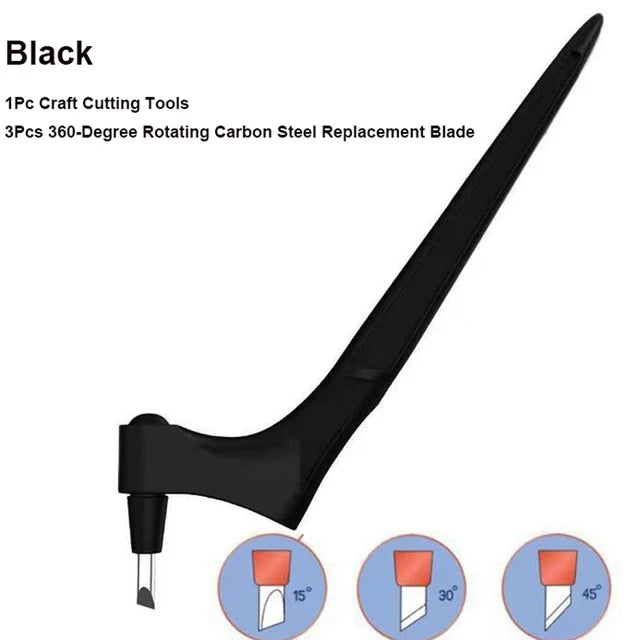 Black 360-degree rotating carbon steel replacement blade for art cutting tools