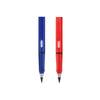 Un stylo plume illimité bleu et un rouge, montrés verticalement.