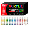 Box of 168 acrylic brush markers in various colors and tips for DIY crafts