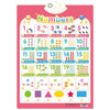 A pink wall chart displaying numbers 1 through 20 with corresponding objects for preschool learning.