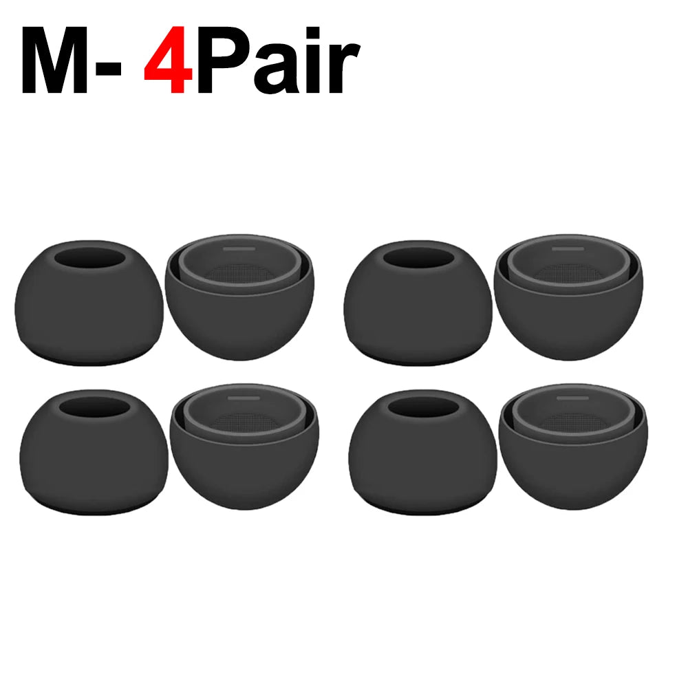Quatre embouts en silicone de rechange pour AirPods Pro en noir.