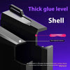 Close-up view of a black keyboard shell demonstrating thick glue level and keyboard thickness.