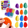 A set of colorful sensory stone fidget toys in a clear box and individual pieces shown for stress relief