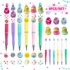 A set of six rotating gradient acrylic beaded pens in various colors and designs.