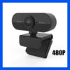 A black HD full webcam with a lens and mounting bracket.