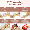 DIY assembly instruction showing steps to fold and seal envelopes into a box