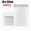 A stack of 50 self-sealing pearl film bubble shipping bags, measuring 18 x 23 cm each.