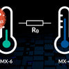 Comparison graphic showing MX-6 and MX-4 thermal paste performance with a temperature scale.