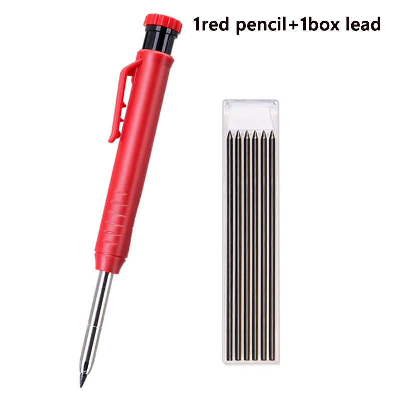 Roter Bleistift und Bleistifte für das Holzbearbeiten.