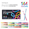 Box of Languo Acrylic Painting Gel Pen Plus featuring 144 colors and a set of pens.