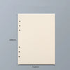 Resma de cuaderno suelto rectangular, beige claro, con borde perforado y marcas de medición.