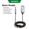 Black Ugreen basic model Bluetooth car audio adapter with microphone and cable