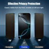 Three smartphones demonstrating effective privacy protection, clearly visible from the front and invisible on the left and ri