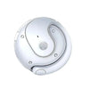 A white wireless Bluetooth earbud case with a smooth, curved design.