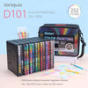 A box of D101 color painting gel pens showing various colors and a set of pens with 252 pieces.