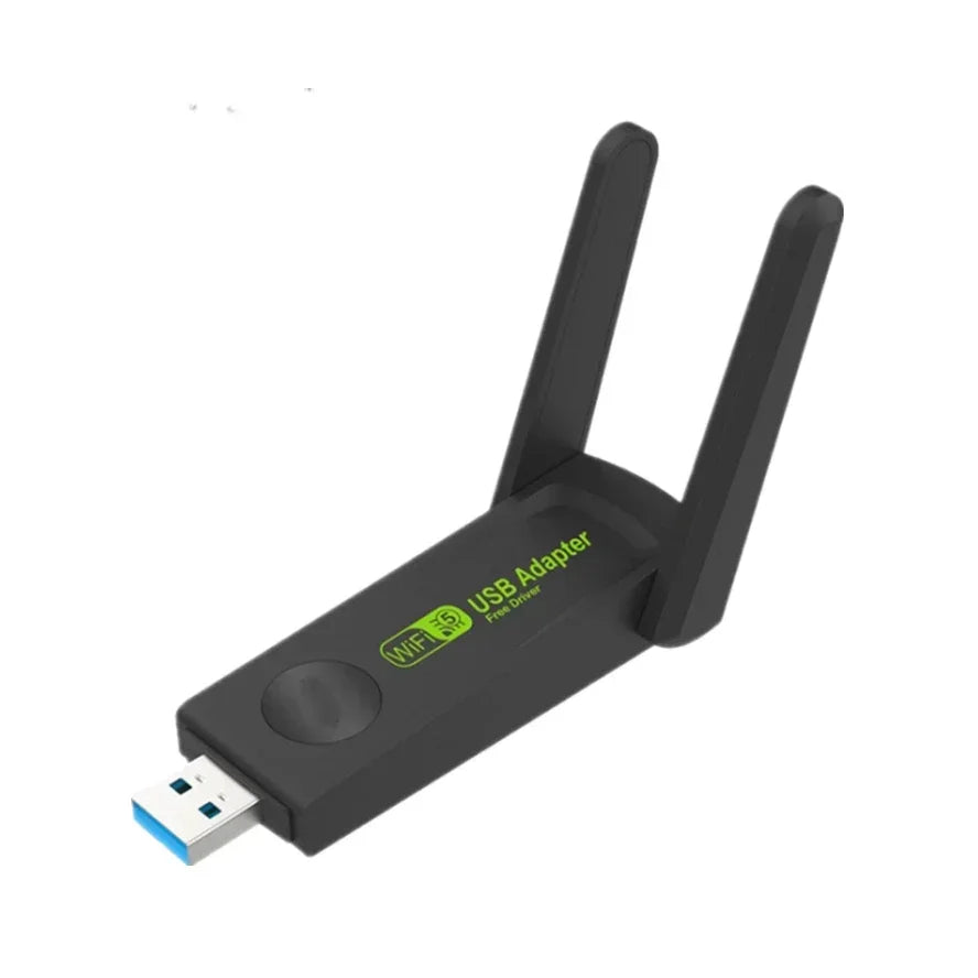 محول واي فاي USB مزدوج النطاق أسود مع موصل لجهاز الكمبيوتر المحمول