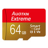 A red and gold memory card labeled Auttkn Extreme with 64GB storage and U I V10 compatibility.